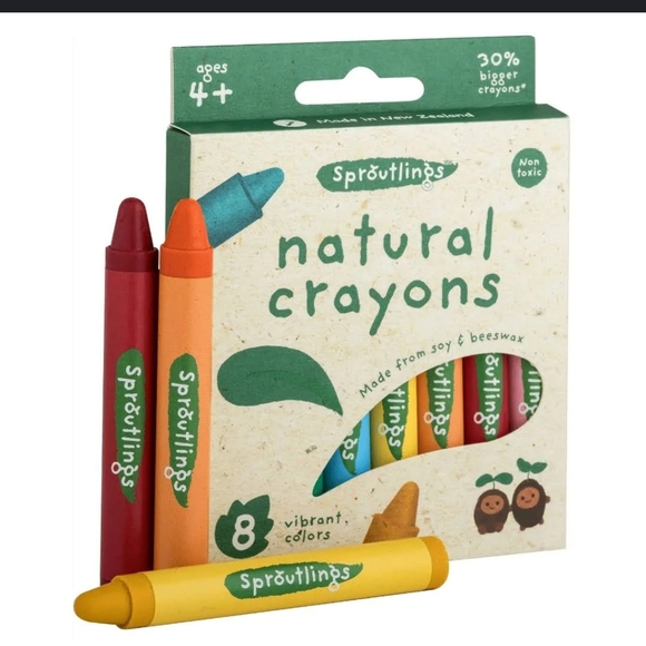 Sproutlings Natural Soy & Beeswax Crayons 8 Piece Count Multicolor Vibrant NEW - Picture 1 of 11